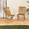 Set of 2 Space-Saving Outdoor Folding Teak Wood Chair with Breathable Slatted Seat and High Back